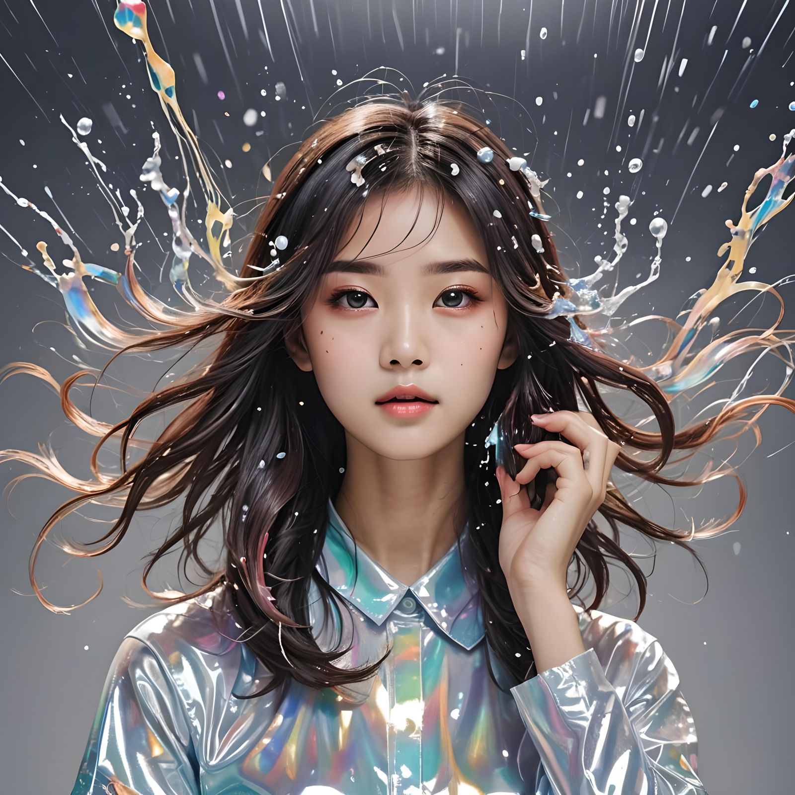 Mystical Japanese Woman with Flowing Hair