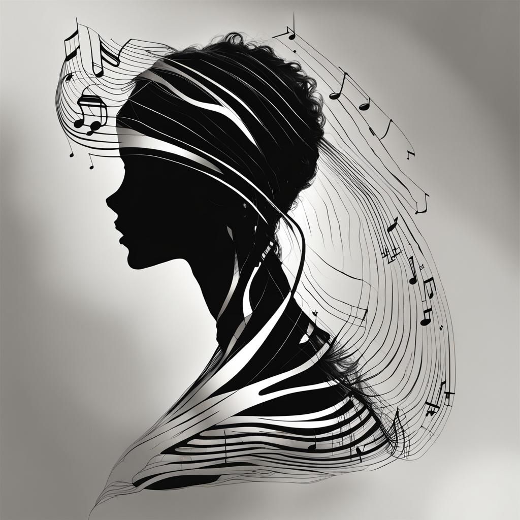 Glitch Art Musical Note Line Art