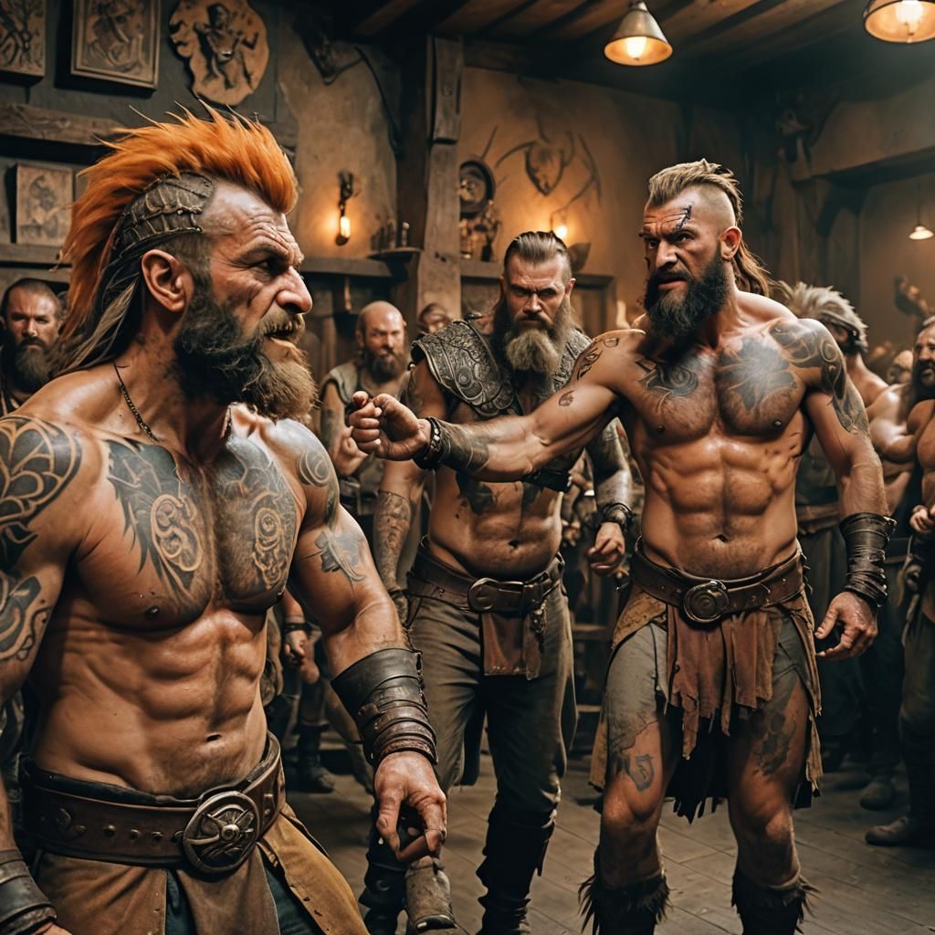 Gritty Medieval Bar Brawl: Goliath vs. Dwarf