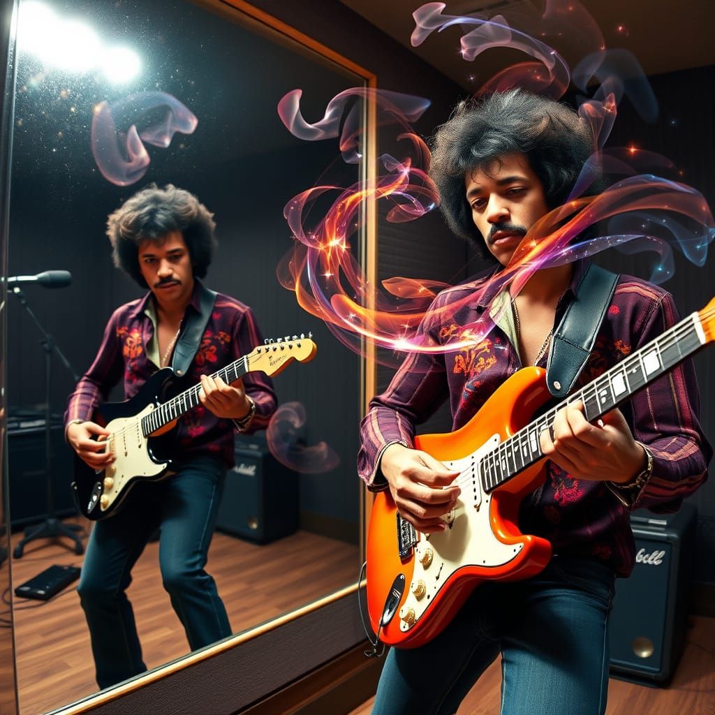 Jimi Hendrix Duets with Female Guitarist in Studio