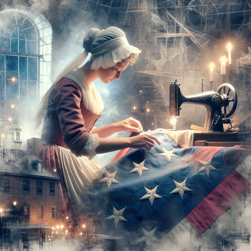 American Revolutionary: Woman Crafts Flag in Impasto Style