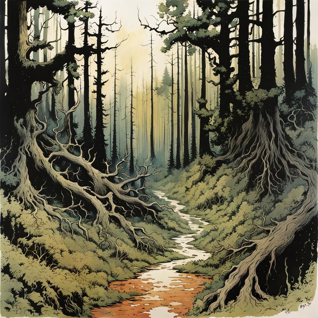 Eldritch Forest in Comic Book Style