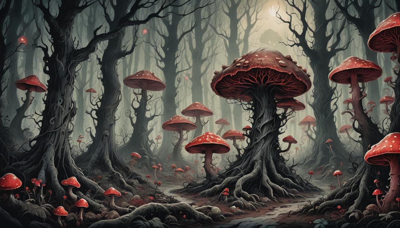 Nightmarish Creatures Emerge from Misty Forest