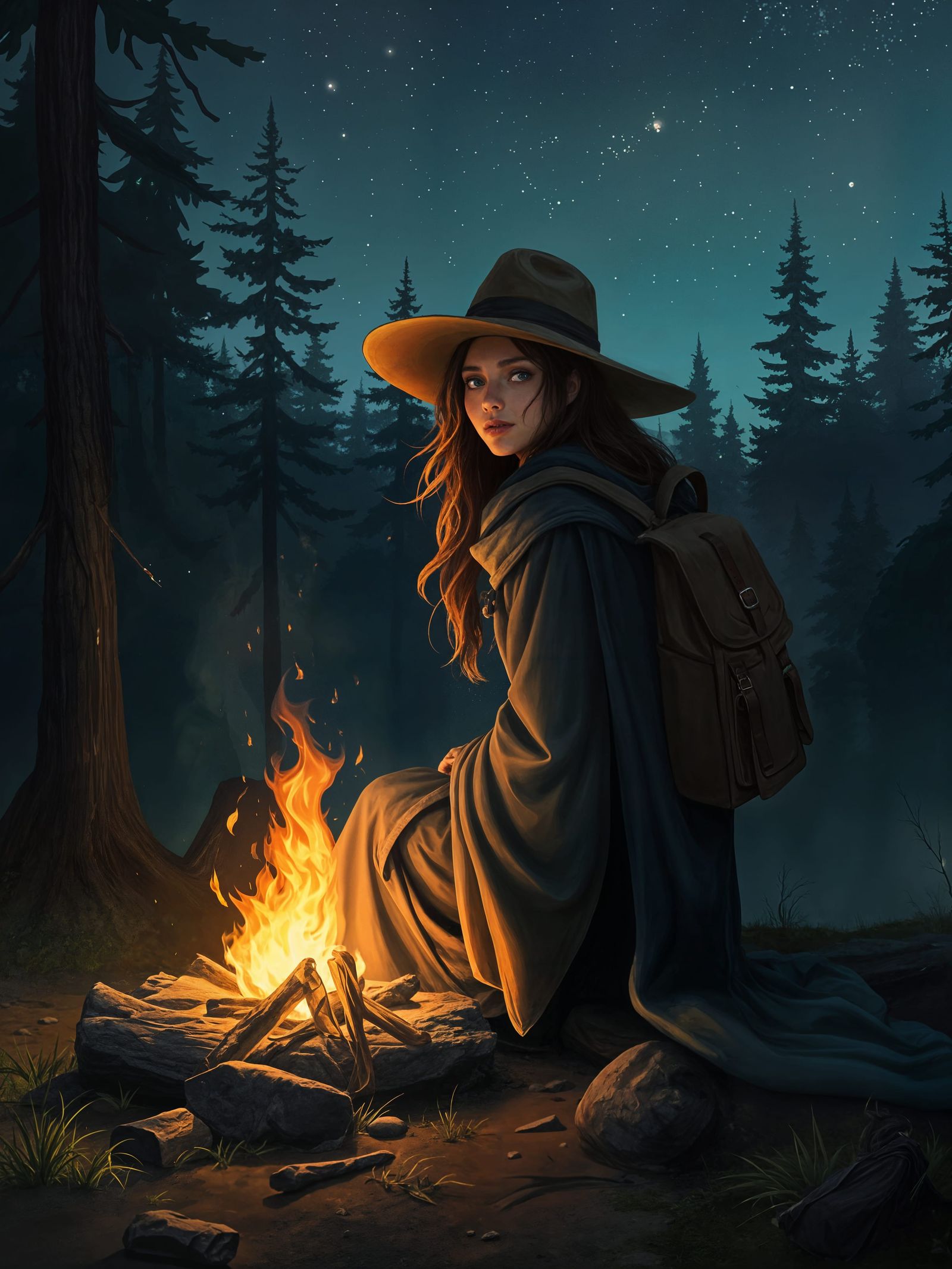 Enchanted Forest Wanderer in Whispered Solitude