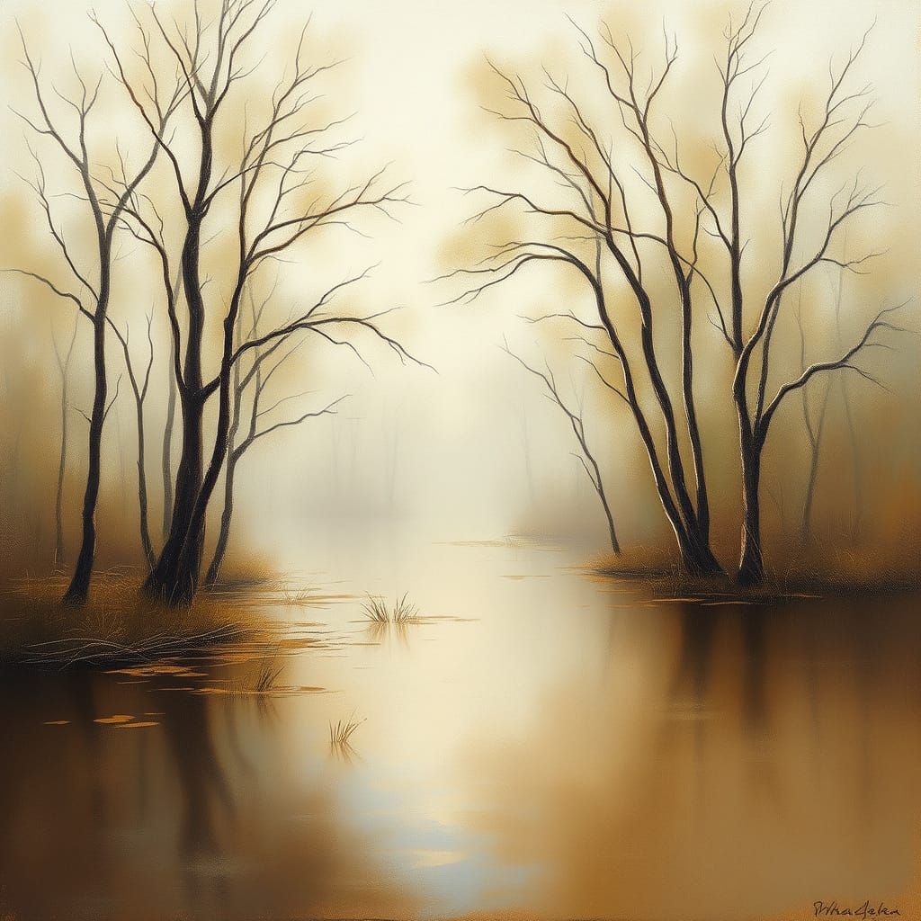 Misty Mississippi Bayou in Earthy Tones