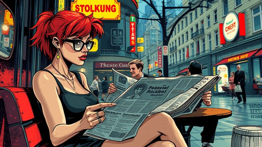 High-Energy Surreal Cityscape with Spy Thriller Vibe