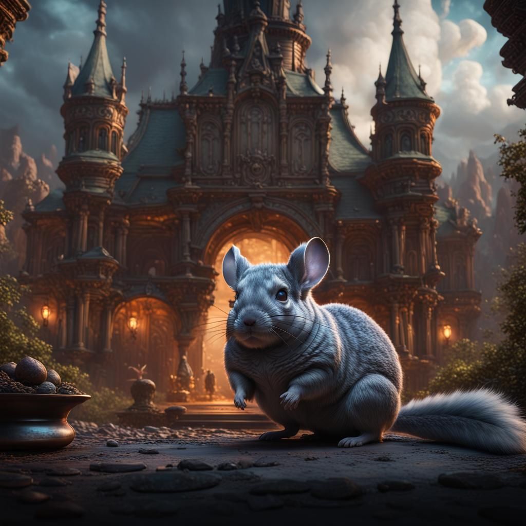 Cinematic Chinchilla in Dark Fantasy Style