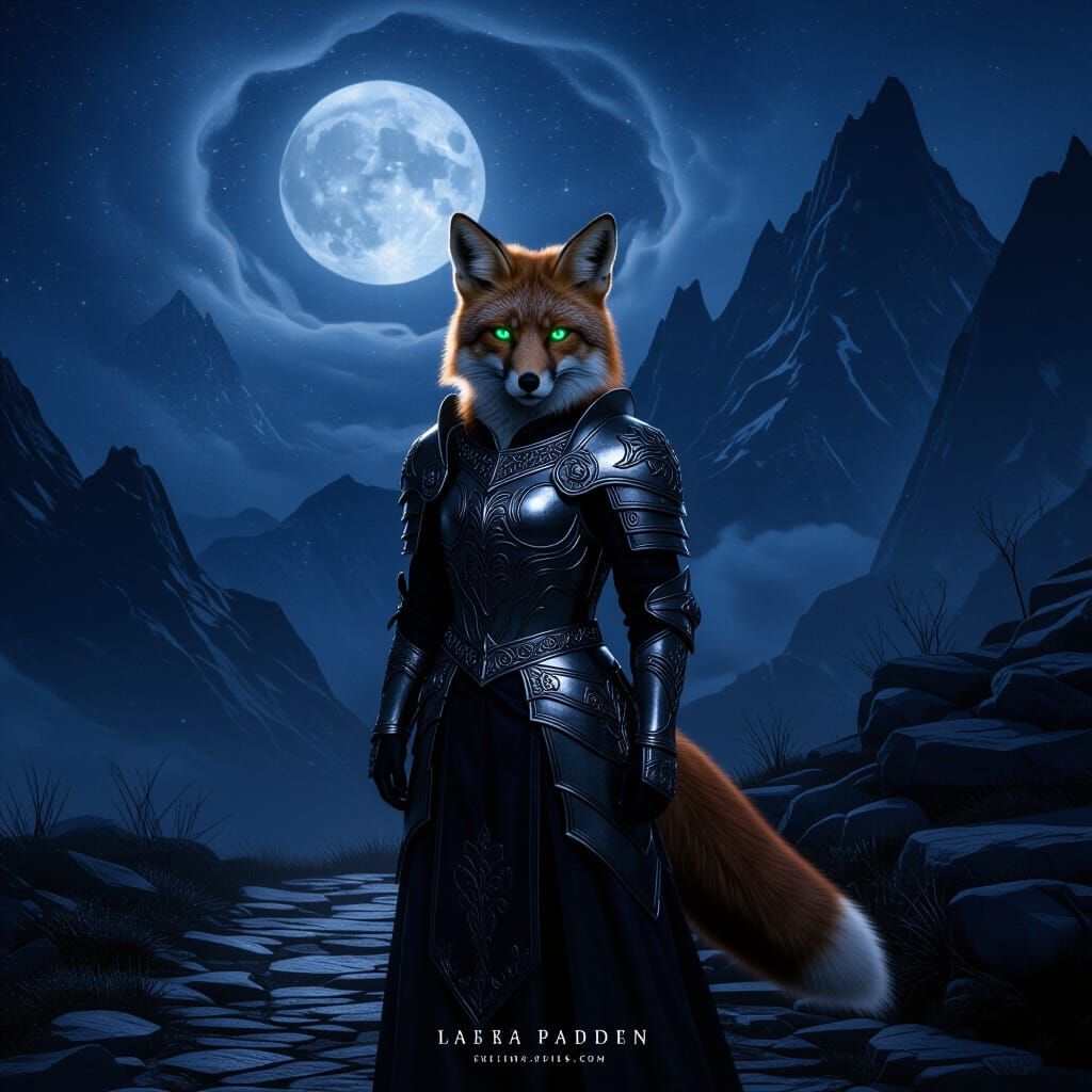 Gothic Fantasy Fox Knight in Silver Armor