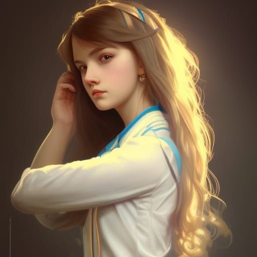 Detailed Portrait of Schoolgirl in Dynamic Lighting