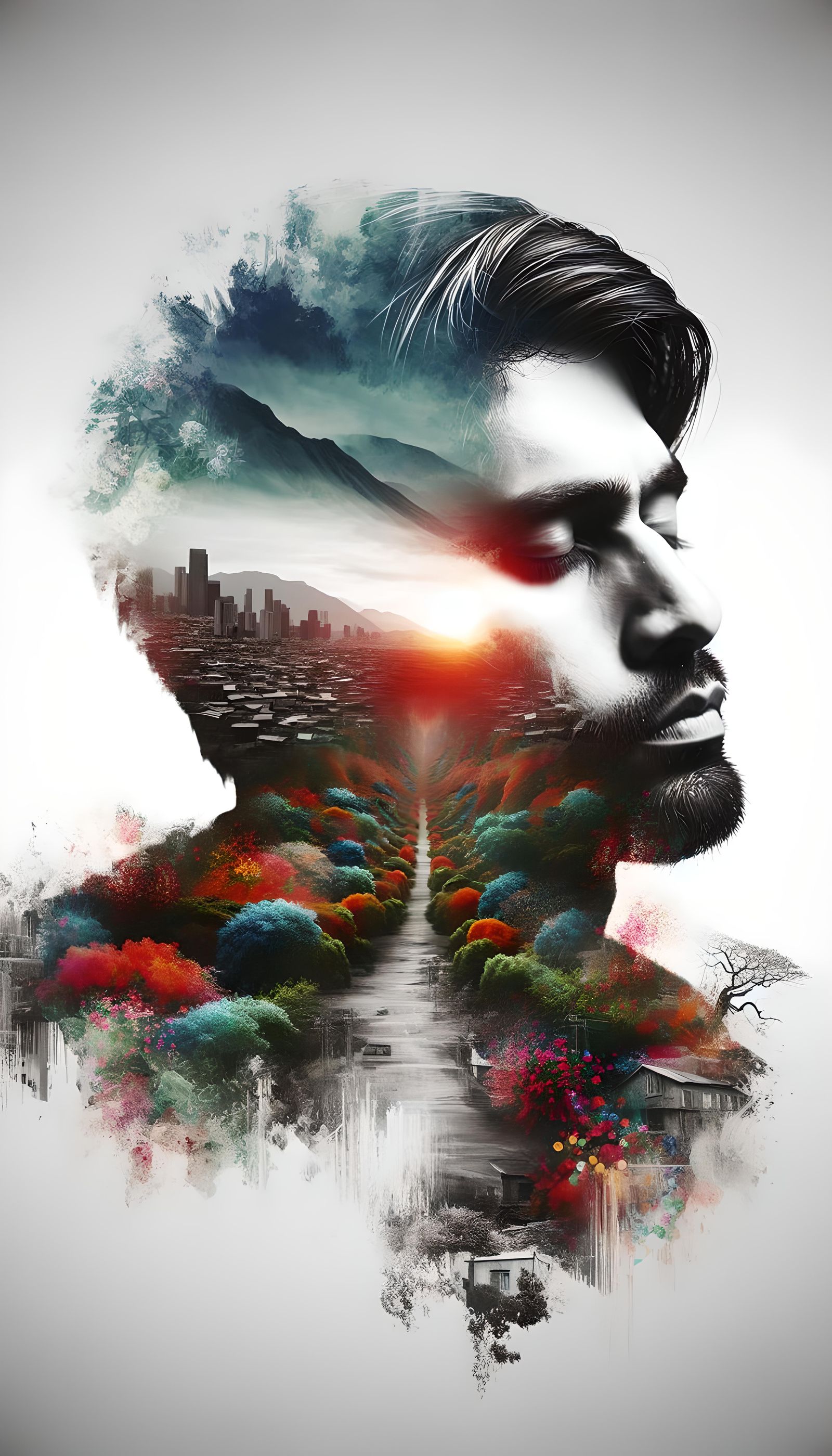 Surreal Double Exposure: Depression and Colorblindness