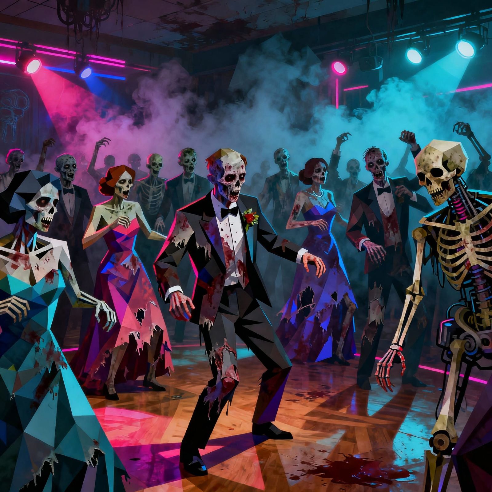 Zombie Prom Night: Gritty Horror Illustration