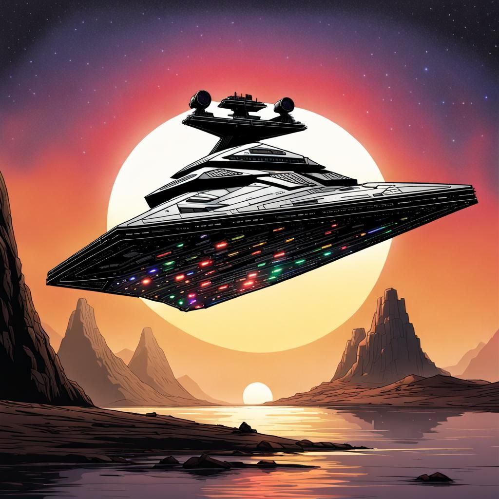 Star Wars Star Destroyer with Christmas Lights