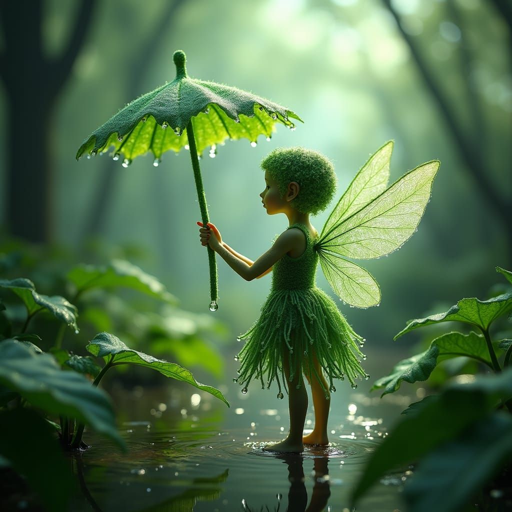 Enchanting Leaf-Winged Fairy in Mystical Forest