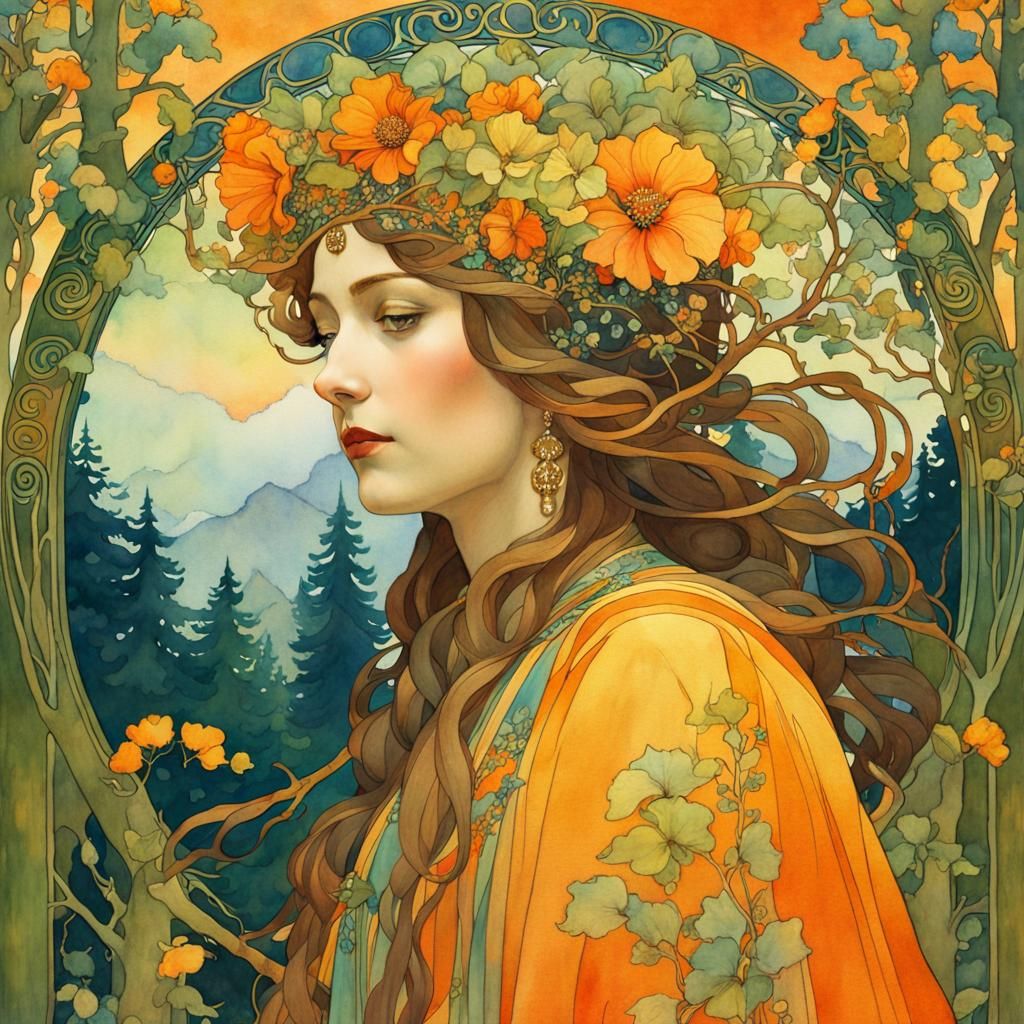 Queen of Trees in Art Nouveau Style