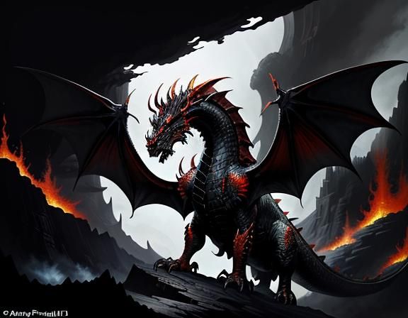 Fiery Dragon in Fantasy Art Style