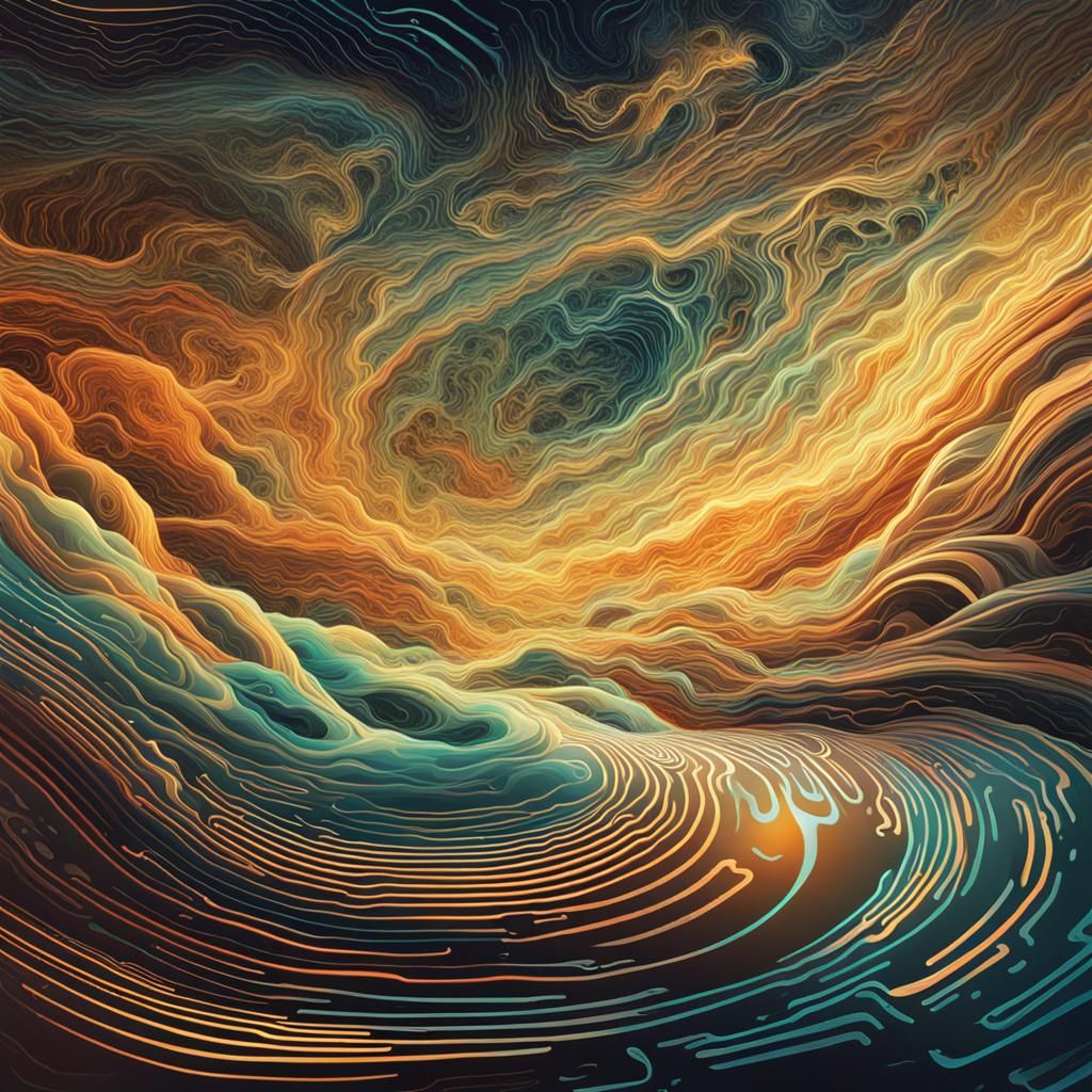 Abstract Digital Consciousness Landscape in Neon Colors