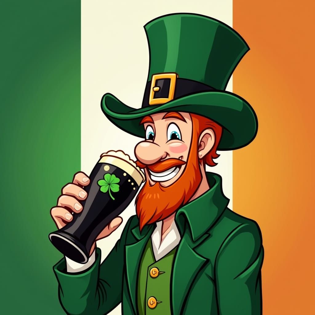 A Jolly Irishman in Green Celebrates St. Patrick's Day