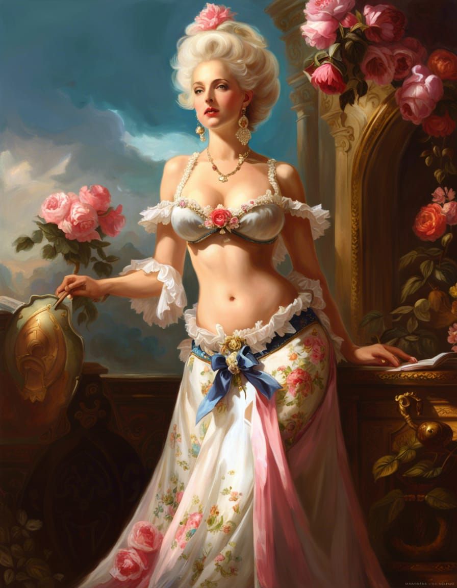 Marie Antoinette Fantasy Art in Baroque Style