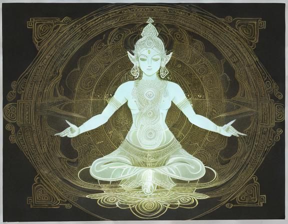 Lakshmi in Luminous Labyrinth: Leonardo Lithography