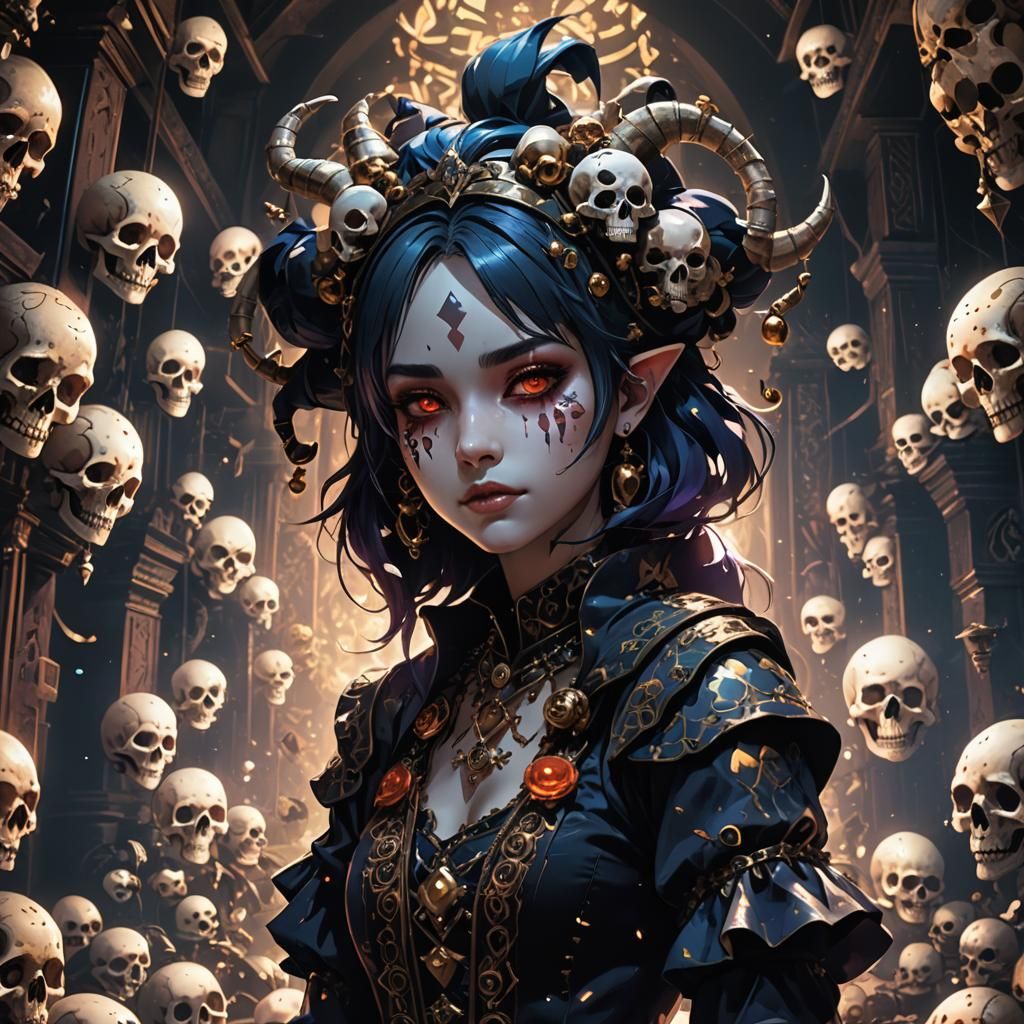 Dark Fantasy Jester in Arcane Setting