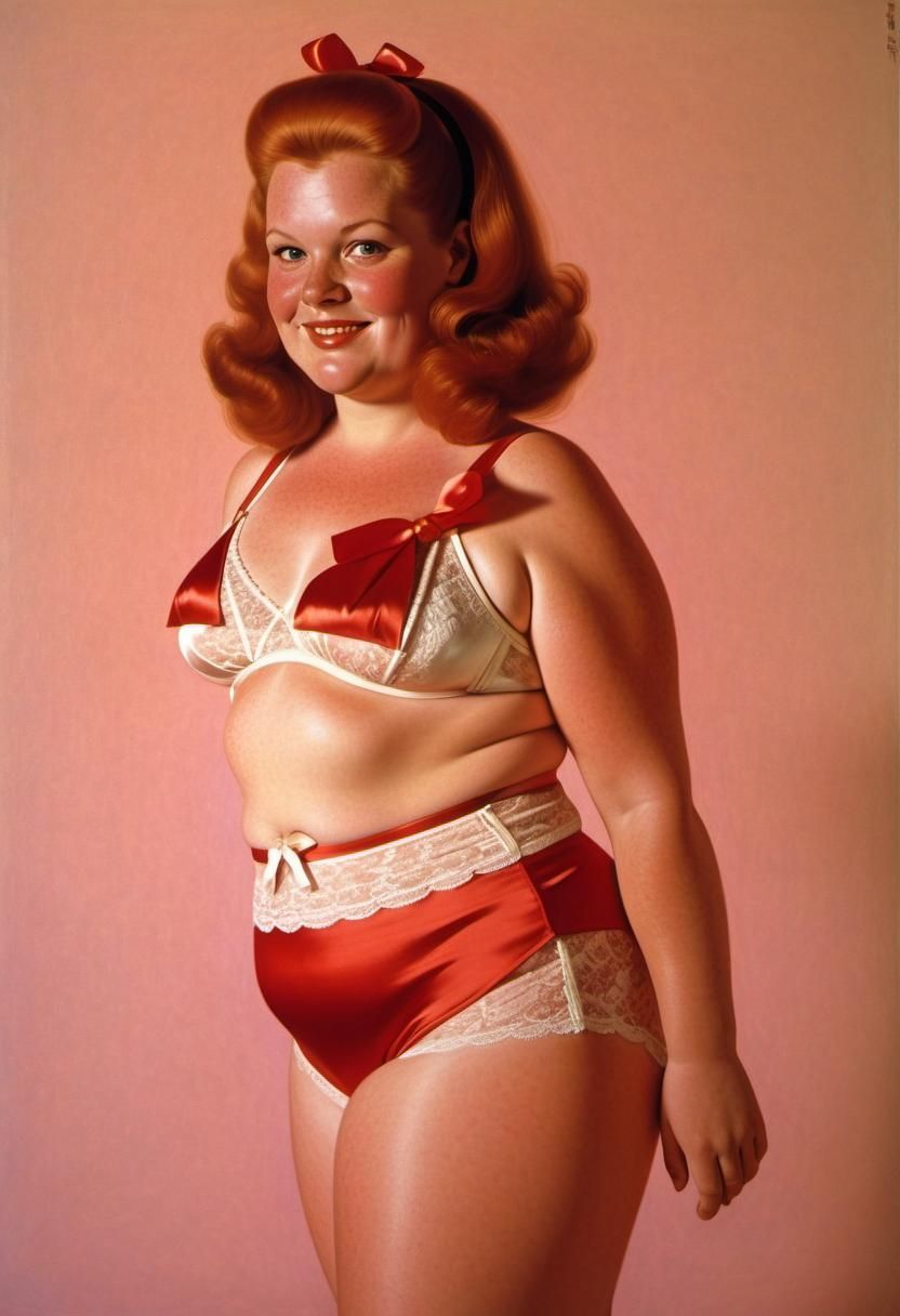 Plus-Size Woman in Lingerie, Art Frahm Illustration