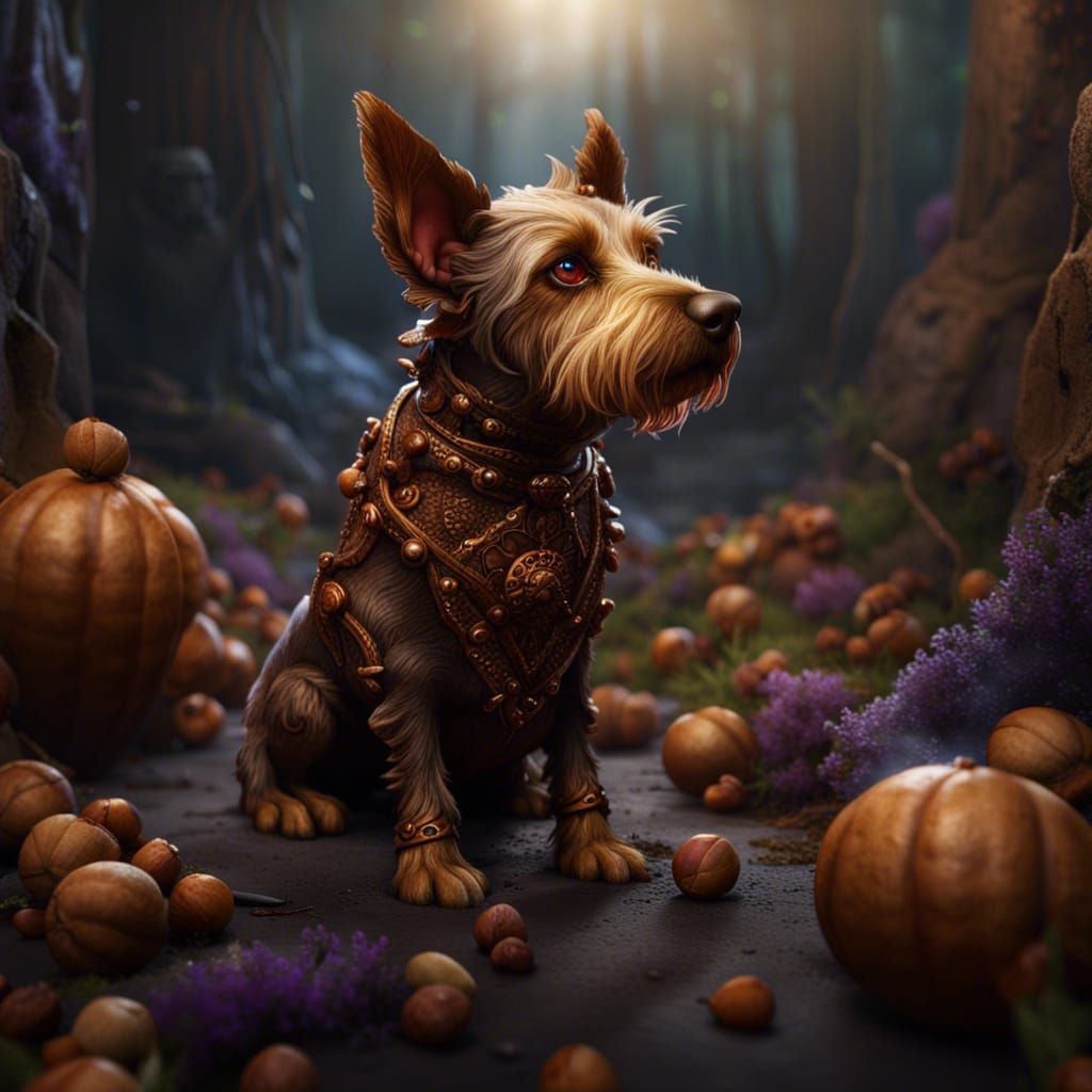 Hazelnut Dog in Detailed Matte Painting Style