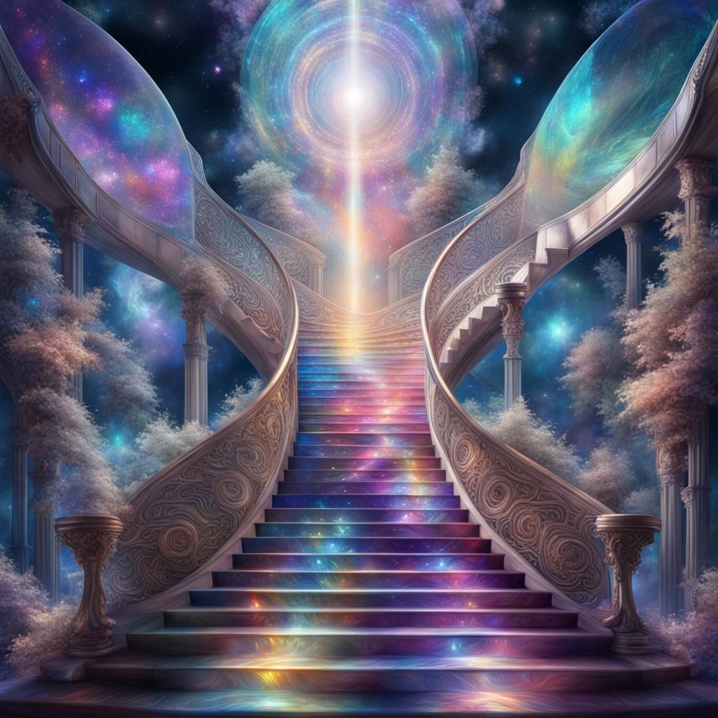 Iridescent Stairway to Heaven: Holographic Astral Illustrati...
