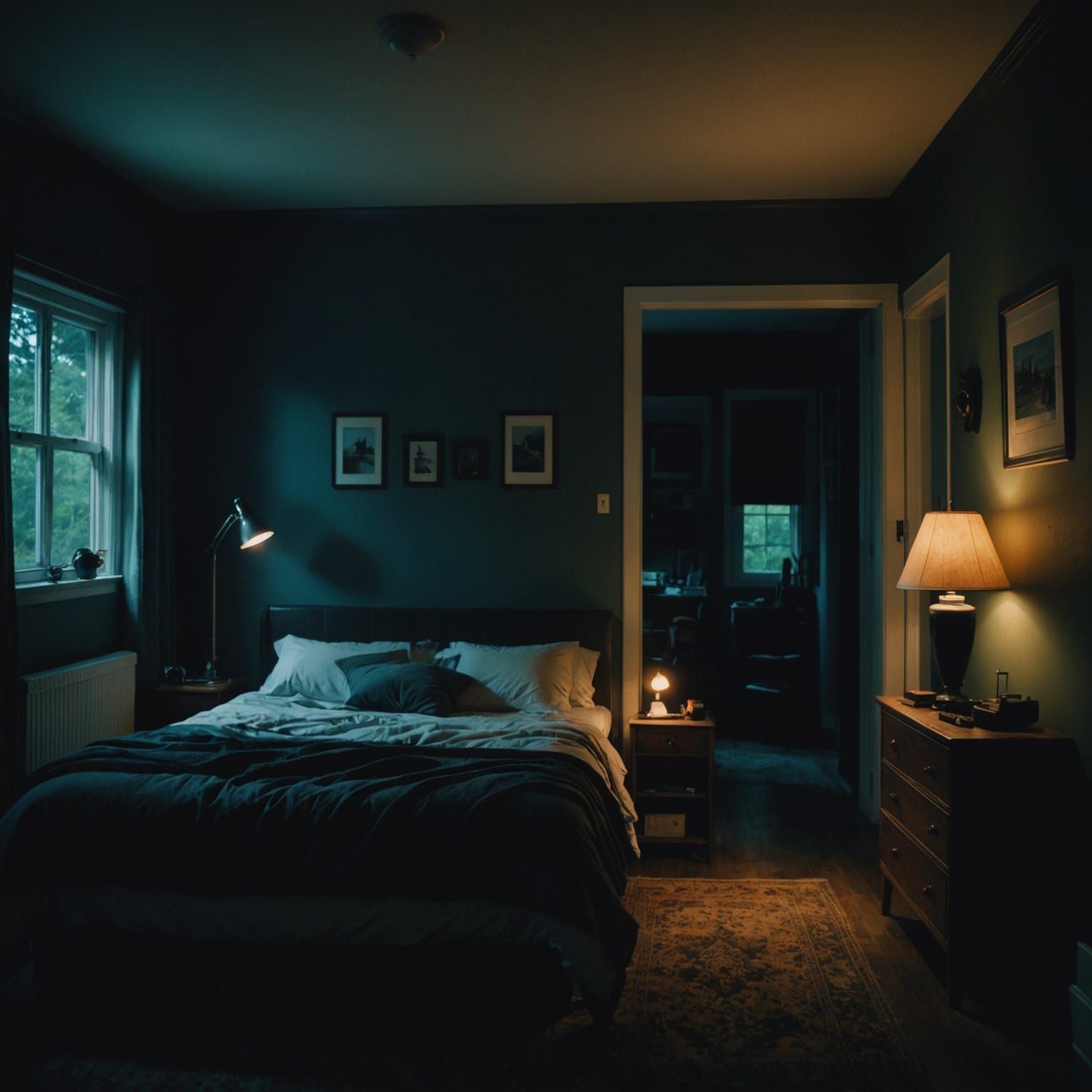 Dramatic Bedroom Interior in Cinematic Style