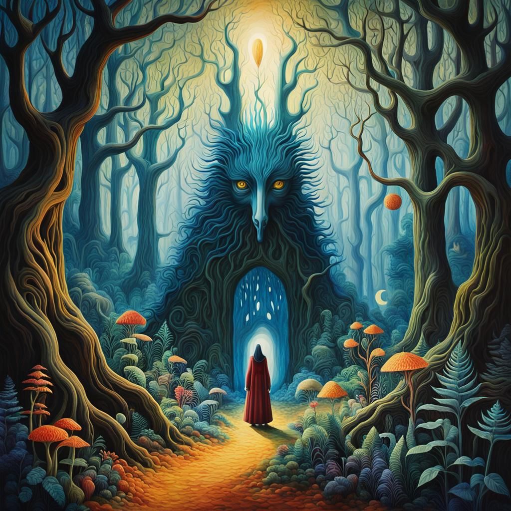 Surreal Dreamlike Landscape in Watercolor Style