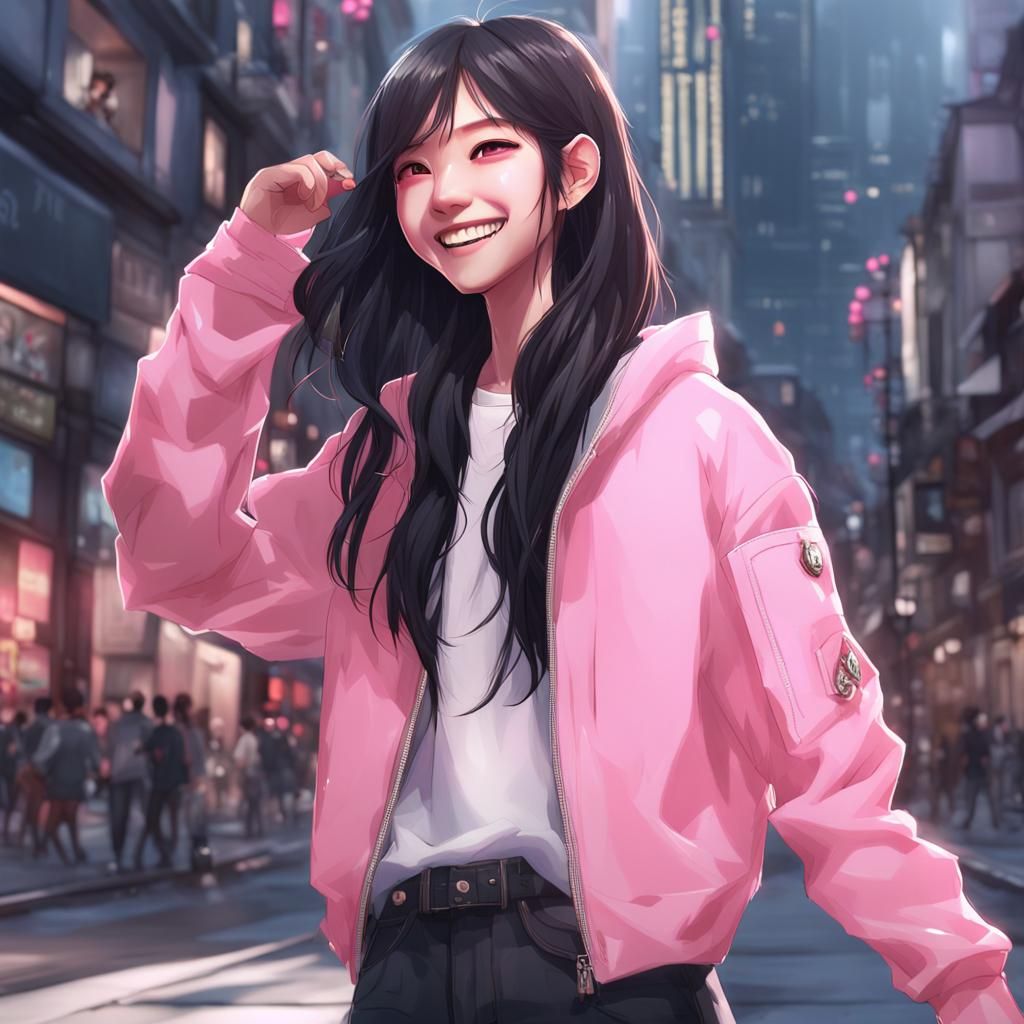 Anime Girl in Pink Fashion, 3D Rendered
