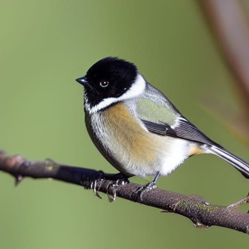 Close-up of a Tit Bird on a Branch