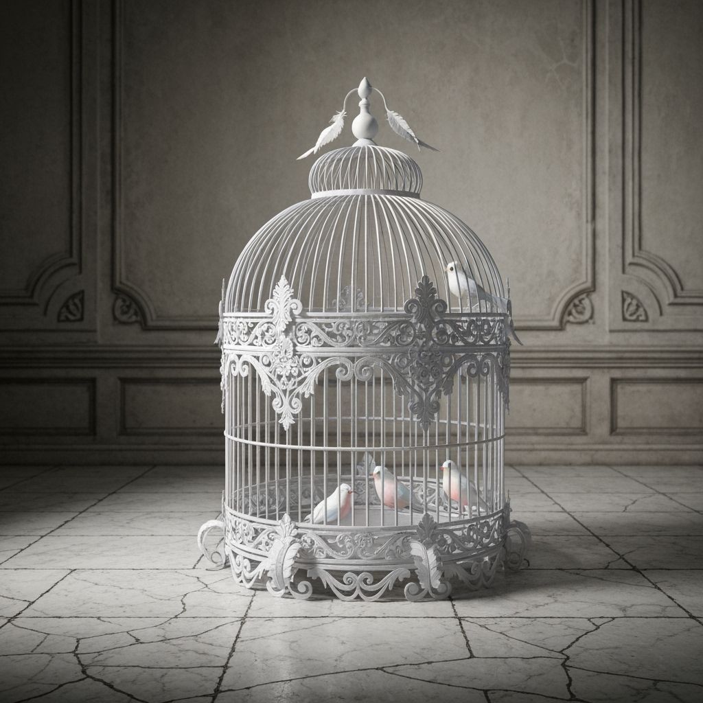 Baroque Origami Birdcage in Matte White