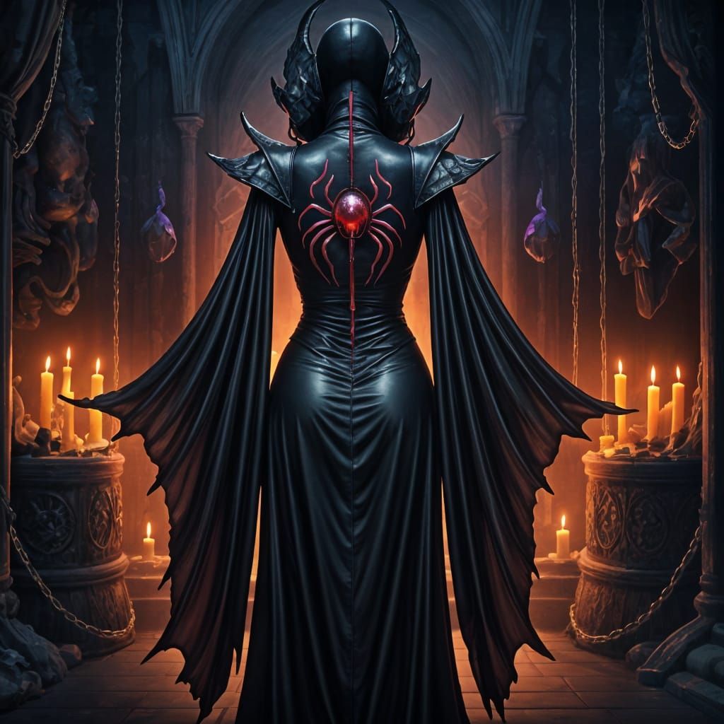 Priestess Robe of Lolth on Mannequin in Shrine