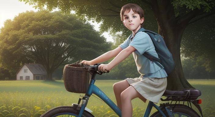 Child on Bike: Professional Color Portrait