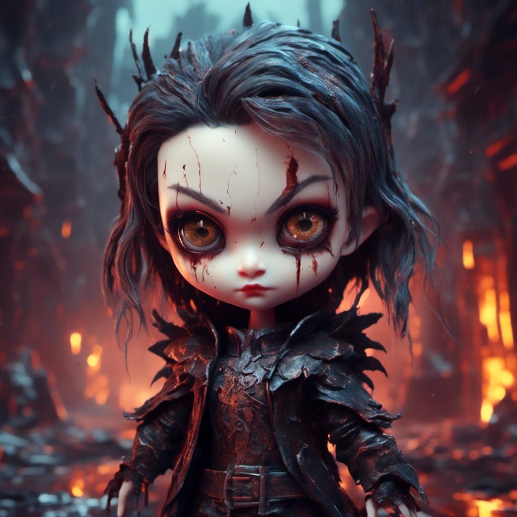 Chibi Dark Angel Fantasy Concept Art