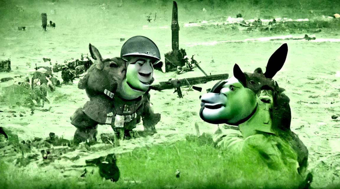 Shrek and Donkey Battle Hitler at D-Day