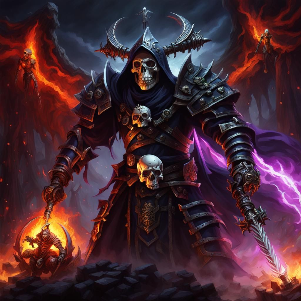 Dark Fantasy Necromancer Summoning Skeletons