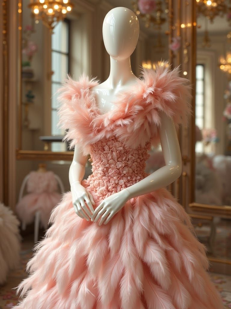 Paris Fashion Designer's Parlor with Rose Gown