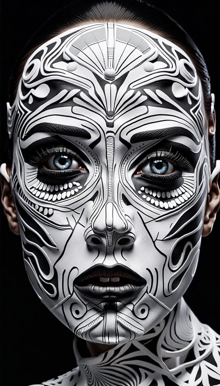 A stunning 3D render of a model's face v4