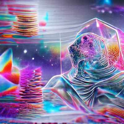 Holographic Astral Cosmic Illustration in Mixed Media
