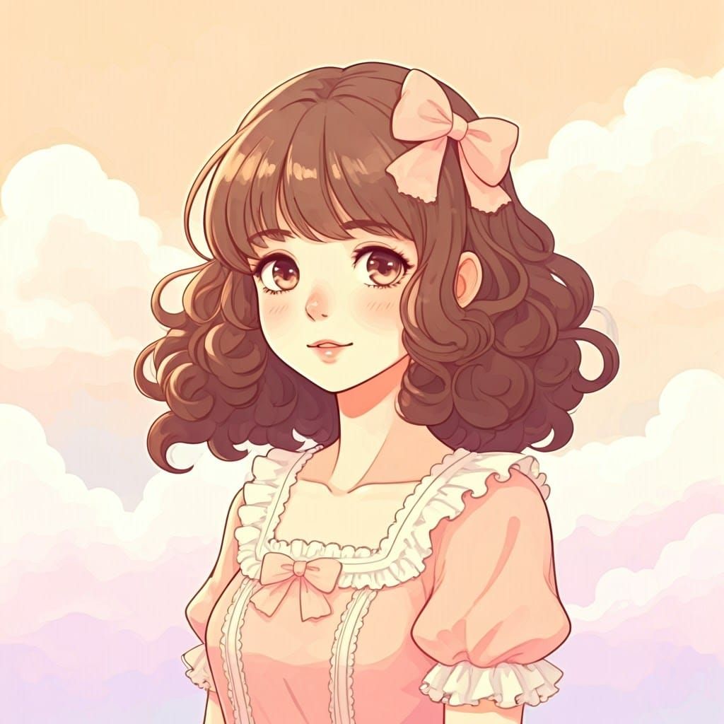 Whimsical Anime Girl in Pastel Wonderland