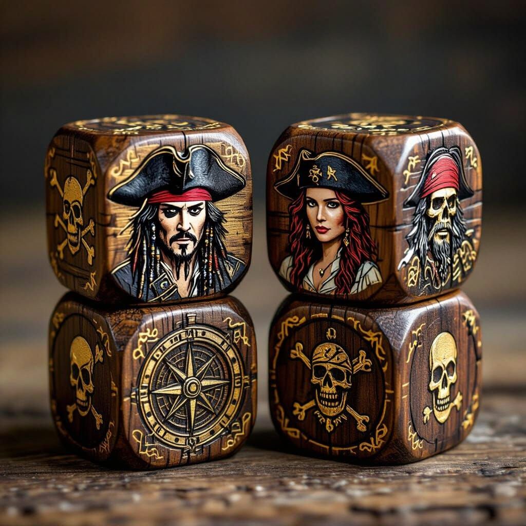 Pirate Dice with Gold Inlays as Concept Art