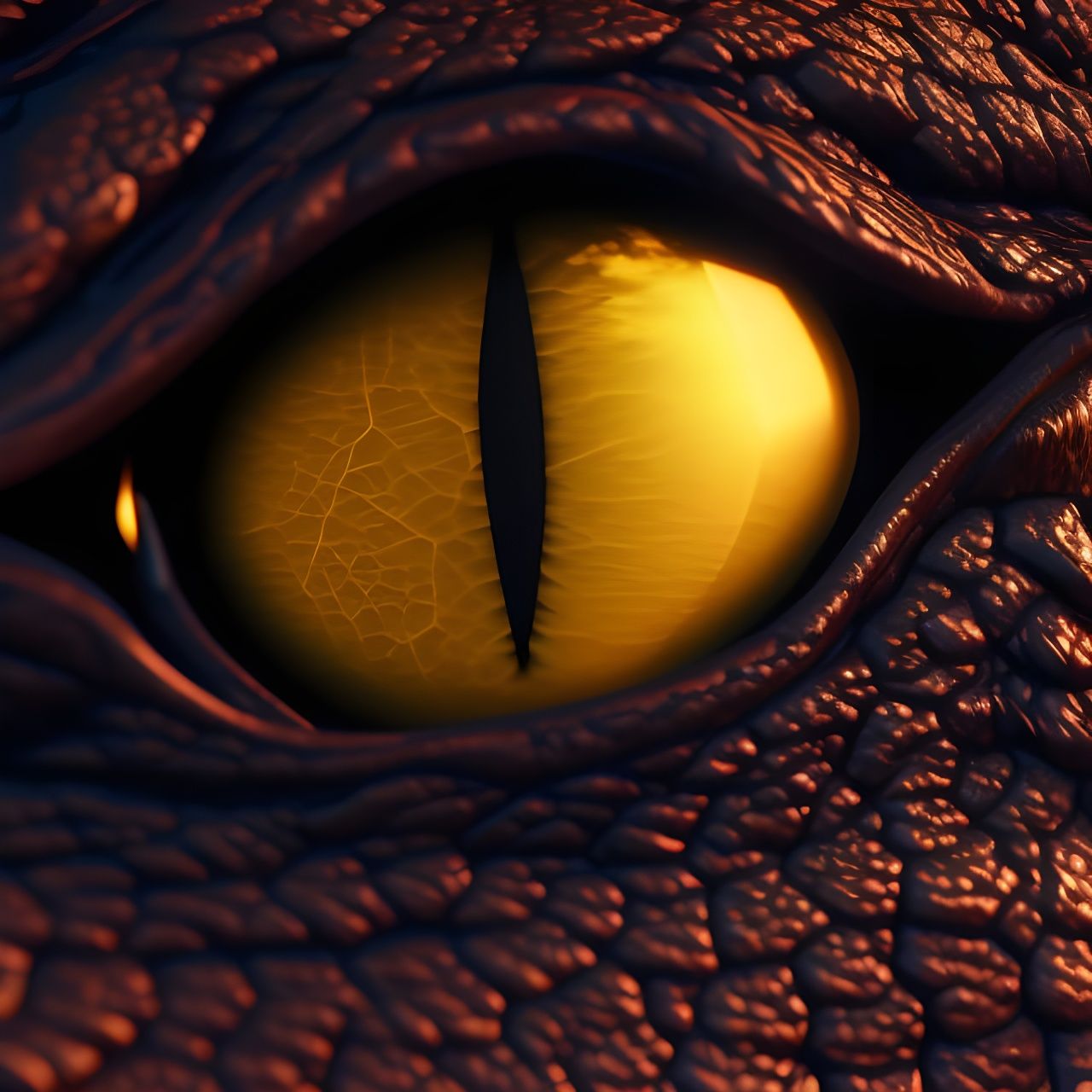 Detailed Dragon's Eye Close-up: Hyperrealistic Fantasy Art