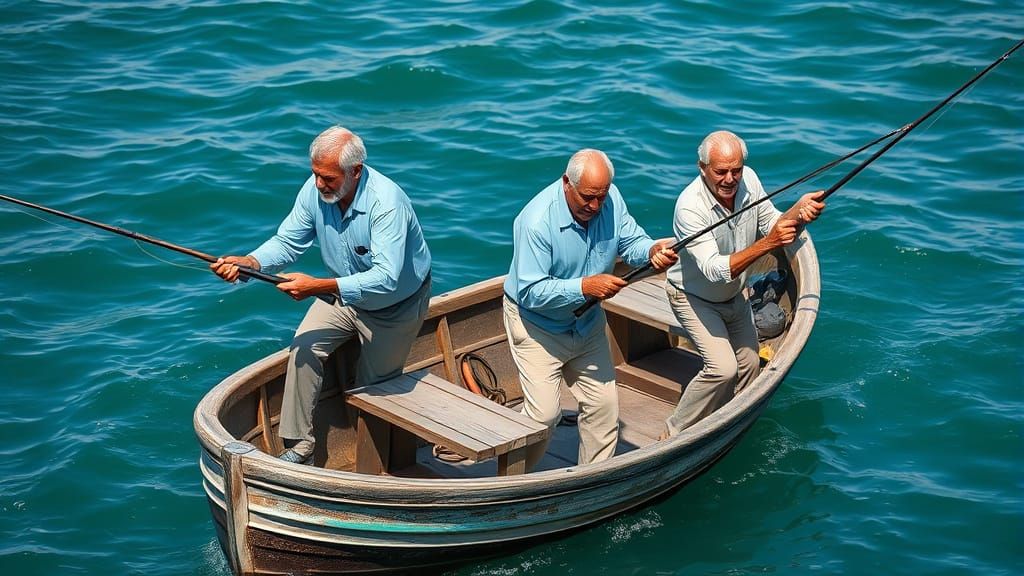 Fishermen in Skiff on a Sunny Day