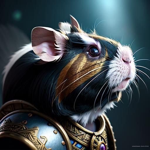 Guinea Pig Peruvian Warrior in Hyperrealistic Style