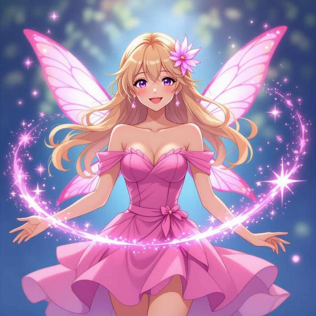 Magical Girl Transformation in Anime Style