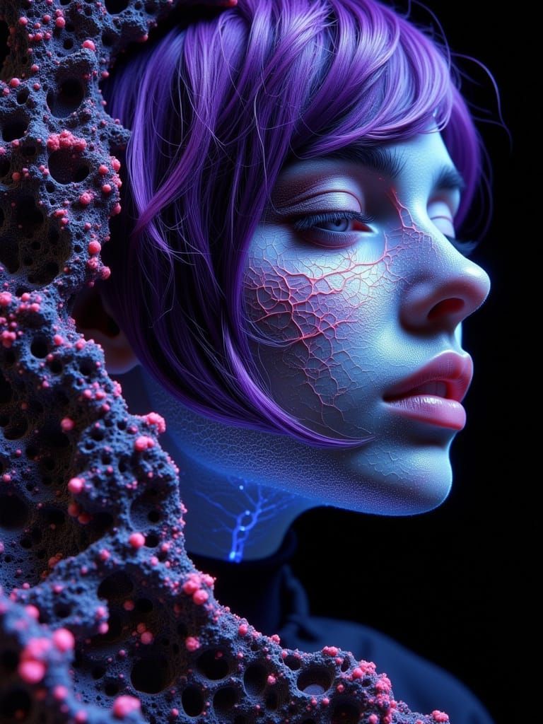Surreal Gothic Portrait with Glowing Elements