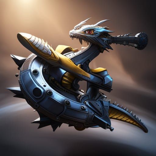 Steampunk Mechanical Dragoon: 3D Rendered Robot Dragon