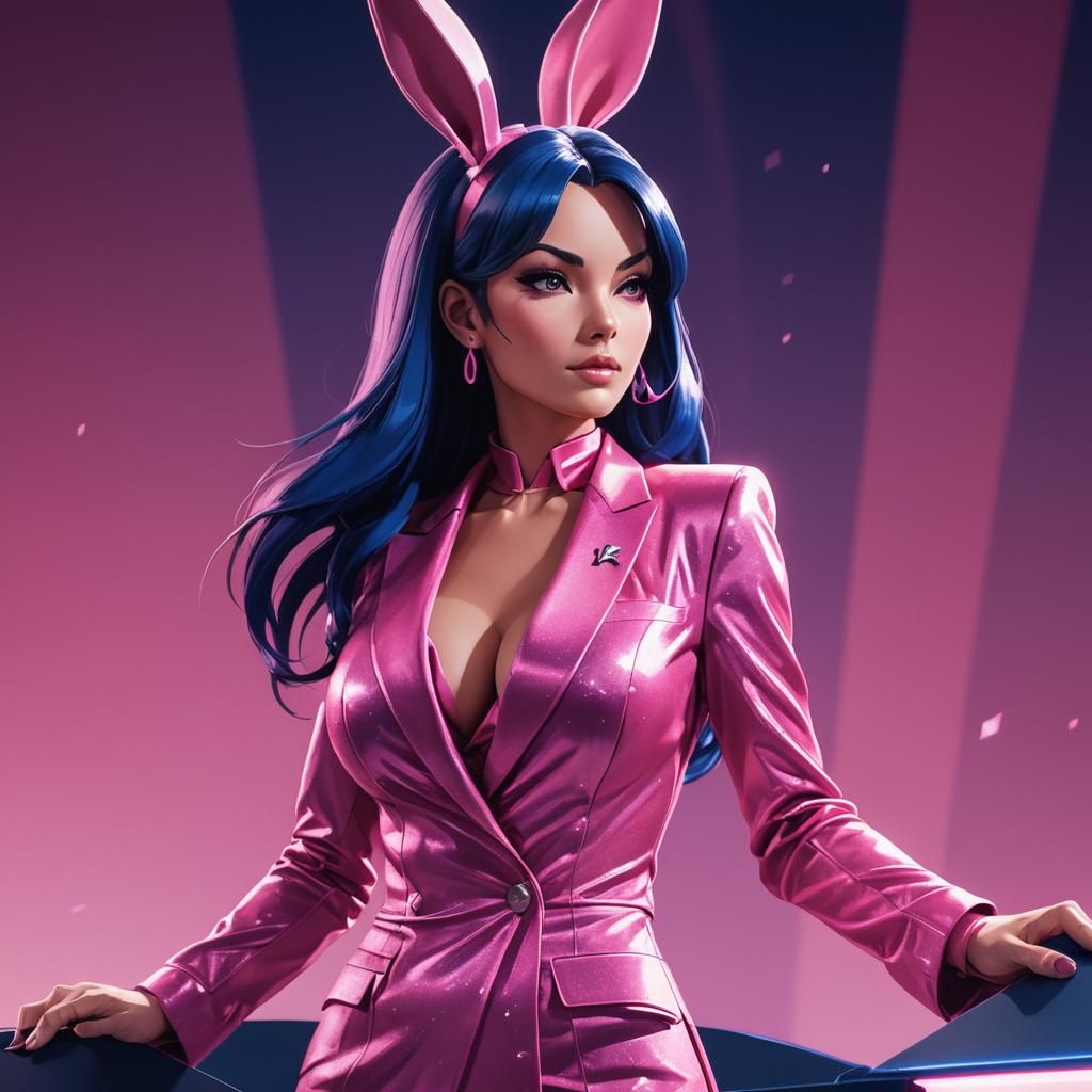 Anime Portrait of Hostess in Pink Outfit