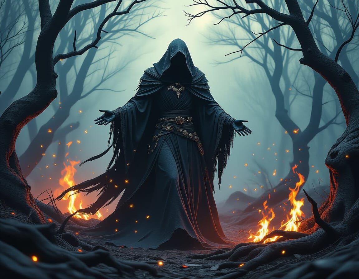 Ethereal Warlock Rising in Dark Fantasy Art